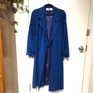 Vintage Blue Wool Trench Coat